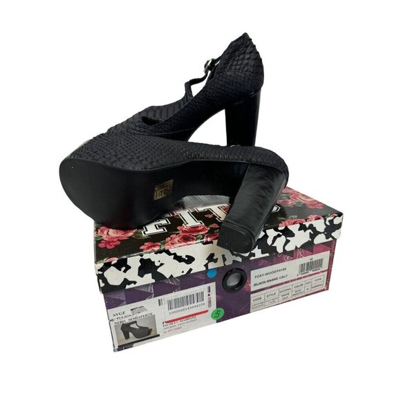 Jeffrey Campbell Mary Jane Foxy-Wood Black Snake Skin Calf Leather 40 / 9.5 - Picture 7 of 7